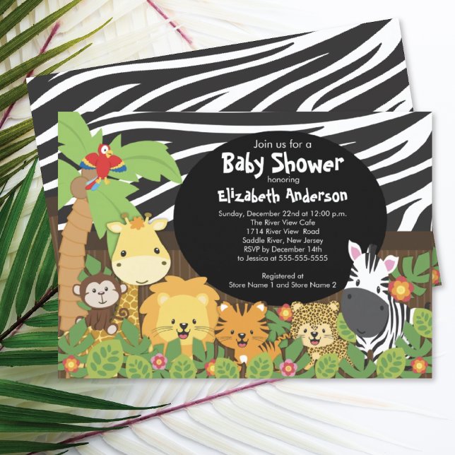 Cute Safari Jungle Animals Baby Shower-inbjudninga Inbjudningar (Skapare uppladdad)