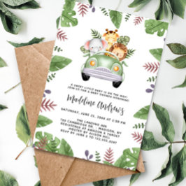 Cute Safari Jungle Animals Baby Shower Inbjudningar