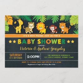 Cute Safari Jungle Animals Boy Baby Shower Inbjudningar