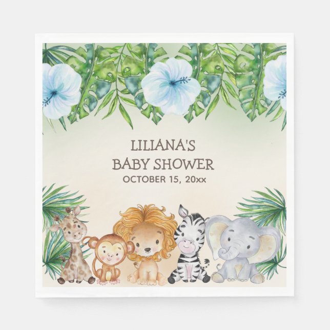 Cute Safari Jungle Animals Boy Shower Pappersservett (Framsidan)