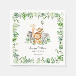 Cute Safari Jungle Animals Greenery Baby Shower Pappersservett