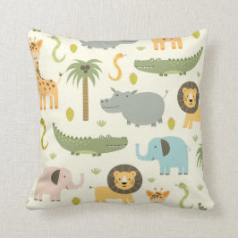 Cute Safari Jungle Animals Greenery Dekorativ kudd Kudde
