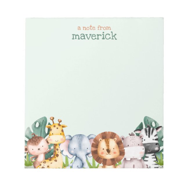 Cute Safari Jungle Animals Kids Anteckningsblock (Framsida)