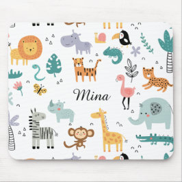 Cute Safari Jungle Animals Personalized Baby Name Musmatta