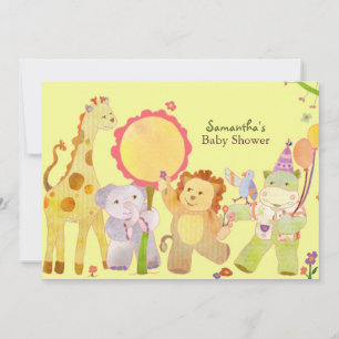 Cute Safari Jungle Baby djur Baby Shower Inbjudningar