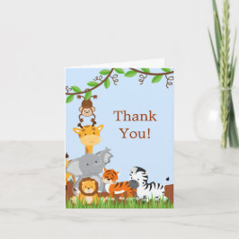 Cute Safari Jungle Baby djur Tack för ditt kort