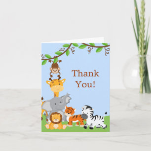 Cute Safari Jungle Baby djur Tack för ditt kort