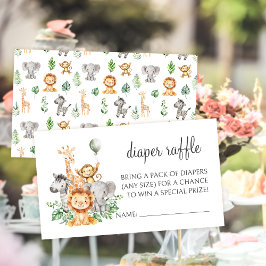 Cute Safari Jungle Baby Shower Diaper Raffle Cards Tilläggskort