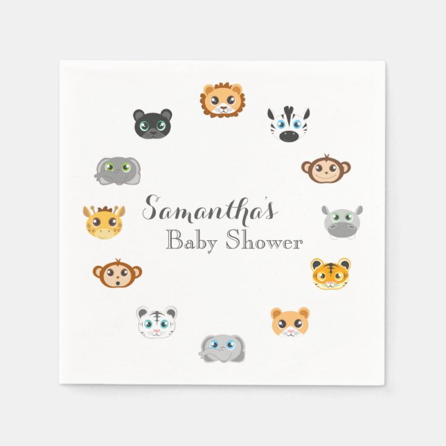 Cute Safari Jungle Baby Shower Pappersservett (Framsidan)
