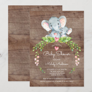 Cute Safari Jungle Elephant Baby Shower-inbjudan Inbjudningar