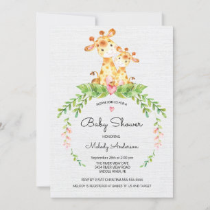 Cute Safari Jungle Giraffe Baby Shower-inbjudan Inbjudningar