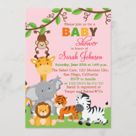 Cute Safari Jungle Girl Shower-inbjudan Inbjudningar