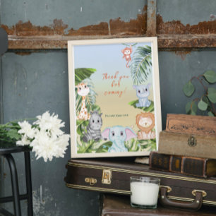 Cute Safari Jungle Little Animal Baby Shower Favor Poster
