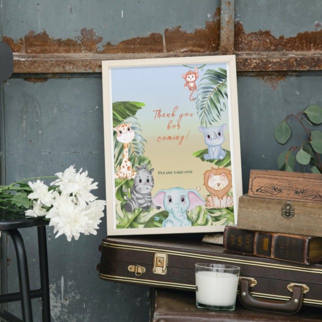 Cute Safari Jungle Little Animal Baby Shower Favor Poster (Skapare uppladdad)