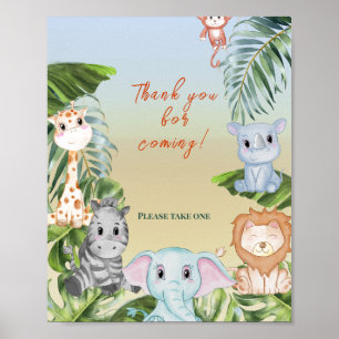 Cute Safari Jungle Little Animal Baby Shower Favor Poster