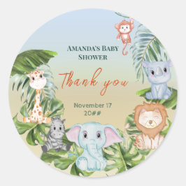 Cute Safari Jungle Little Animals Baby Shower Invi Runt Klistermärke