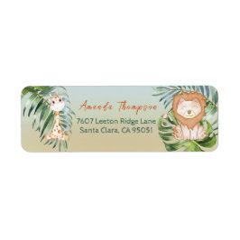 Cute Safari Jungle Little Animals Baby Shower Returadress Etikett