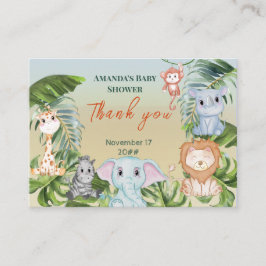 Cute Safari Jungle Little Animals Baby Shower Tilläggskort