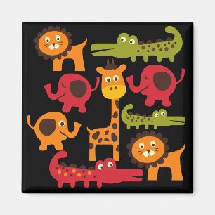 Cute Safari Jungle Zoo Animals Skriv ut gåvor Magnet