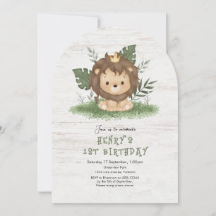 Cute Safari Lejona barns födelsedag inbjudan
