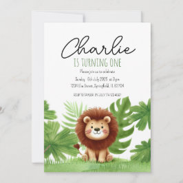 Cute Safari Lion Birthday Inbjudningar
