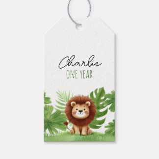 Cute Safari Lion Birthday Presentetikett