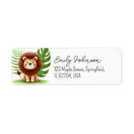 Cute Safari Lion Birthday Returadress Etikett