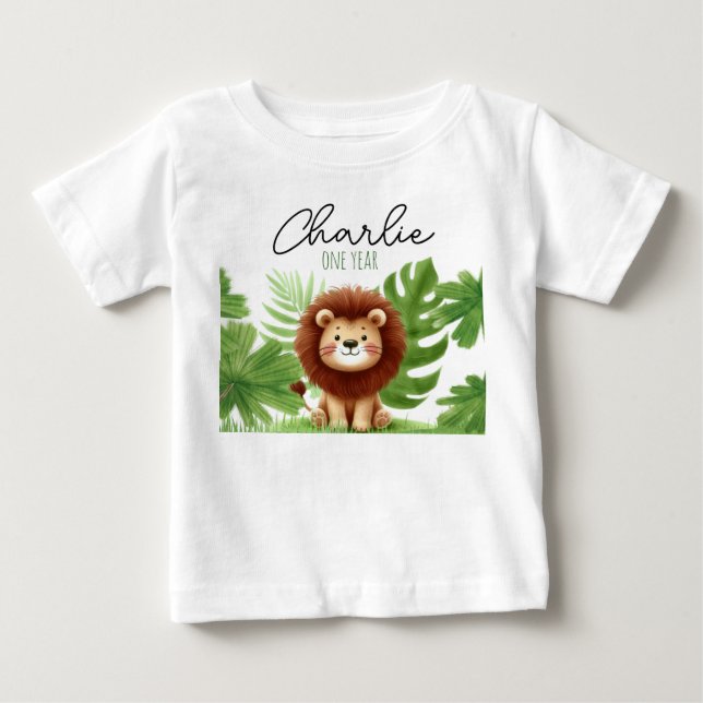 Cute Safari Lion Birthday T Shirt (Framsida)