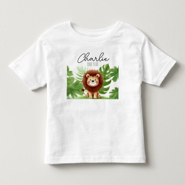 Cute Safari Lion Birthday T Shirt (Framsida)