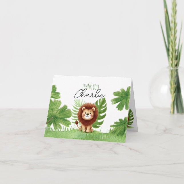 Cute Safari Lion Birthday Tack Kort (Framsida)