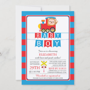 Cute Safari Monkey Boy Shower-inbjudan Inbjudningar