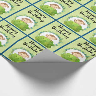 Cute Safari Monkey Grattis på födelsedagen Mönster Presentpapper