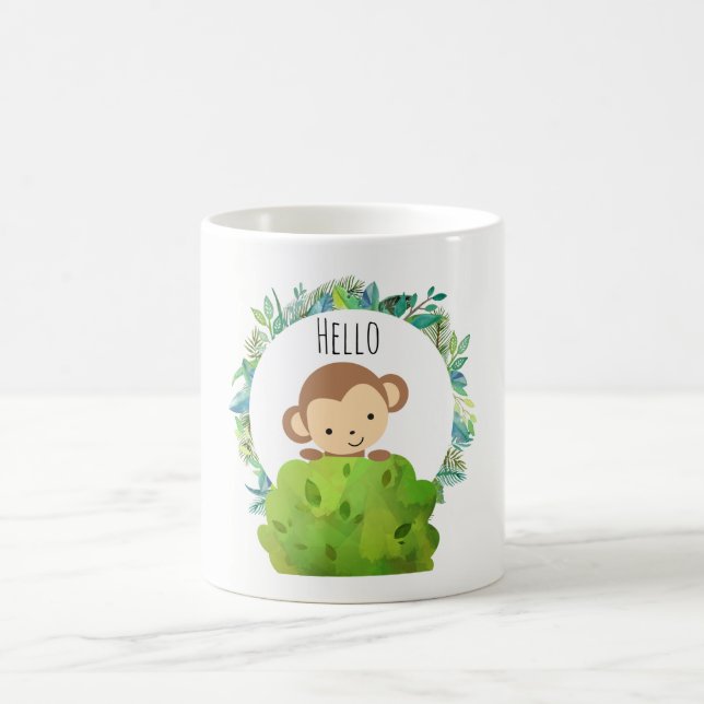 Cute Safari Monkey Hej Kaffemugg (Center)