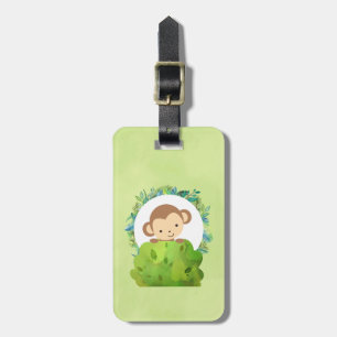Cute Safari Monkey med Tropical Löv Bagagebricka