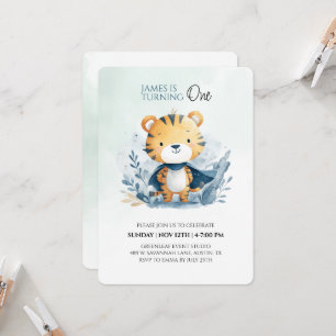 Cute Safari Tiger 1:a födelsedagsinbjudan Inbjudningar