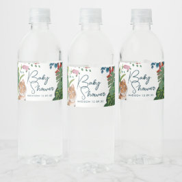 Cute Safari Tiger Jungle Nyfödd bebis Shower Vattenflaskor Etikett