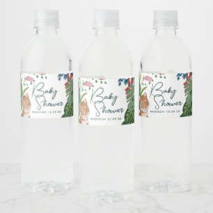 Cute Safari Tiger Jungle Nyfödd bebis Shower Vattenflaskor Etikett