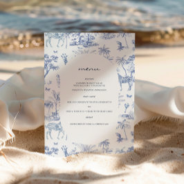 Cute Safari Toile de Jouy | Blue Baby Shower Poster