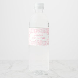 Cute Safari Toile de Jouy Girl Baby Shower Favor Vattenflaskor Etikett