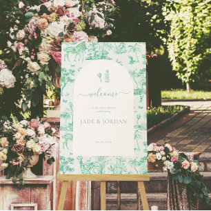 Cute Safari Toile de Jouy   Mint Baby Shower Poster