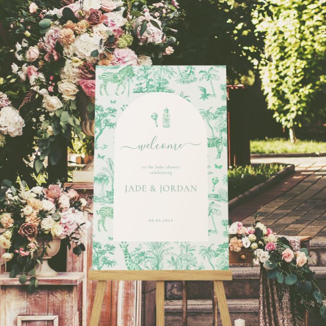 Cute Safari Toile de Jouy | Mint Baby Shower Poster (Skapare uppladdad)