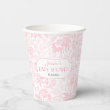 Cute Safari Toile de Jouy Rosa Baby Shower