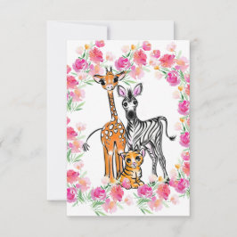 Cute Safari-vänner giraffe zebra-tiger födelsedag