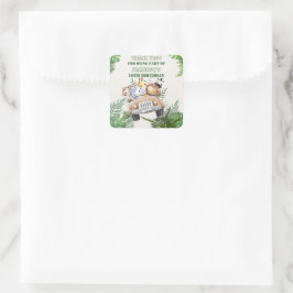 Cute Safari Vild Jungle Animal Party-förmån Fyrkantigt Klistermärke