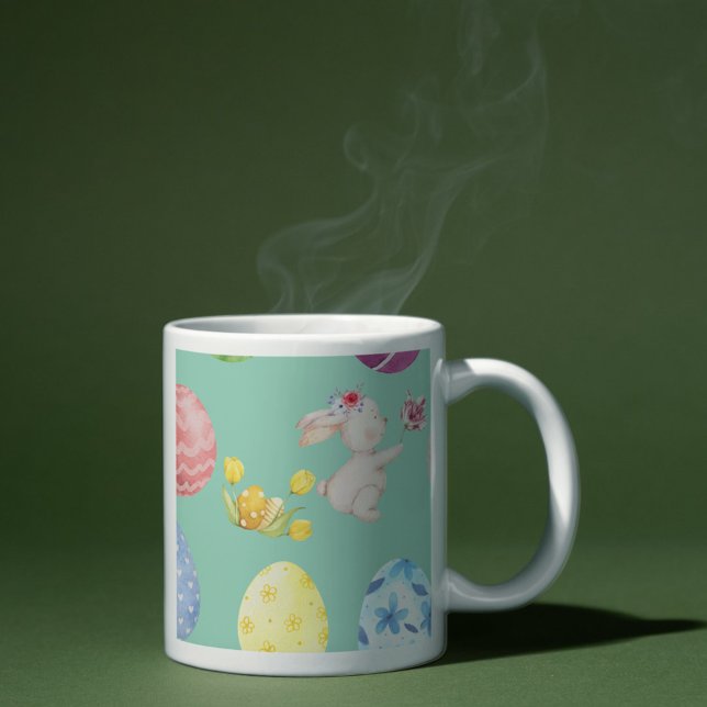 Cute Sage Green Watercolor Easter Bunny Kaffemugg (Skapare uppladdad)