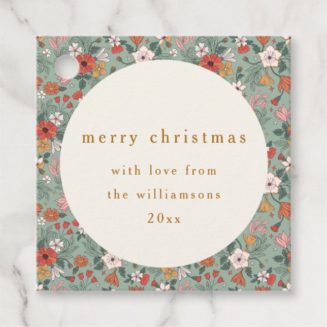 Cute Sage Grönt Botanical Anpassningsbar God jul Gåvor Etiketter (Framsida)