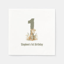 Cute Sage Grönt Giraffe 1:a födelsedagen Party