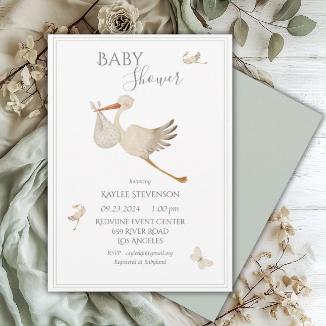 Cute Sage Grönt Kön Neutral babystötare Inbjudningar (Skapare uppladdad)