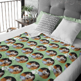 Cute Sage Grönt Pet Photo Paw Print Personlig Fleecefilt