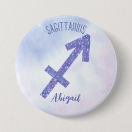 Cute Sagittarius Astrology-Lila för Anpassningsbar Knapp